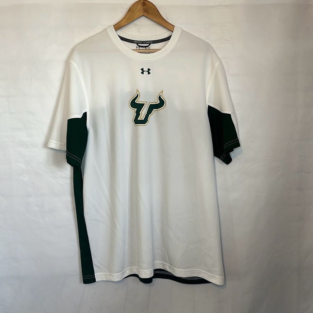 Under Armour UA South Florida Bulls Green‎ White Loose Heat Gear size XL